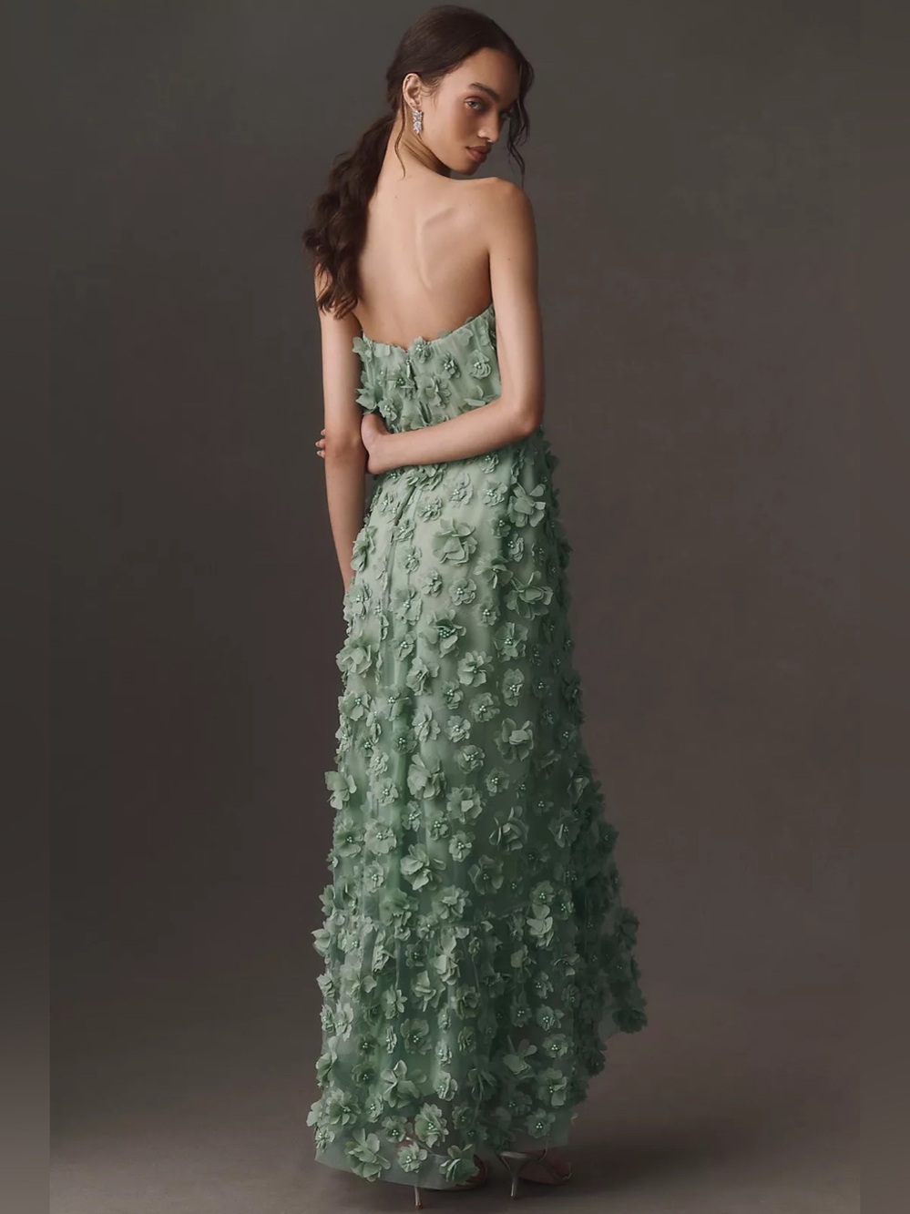 HELSI Athena Floral Appliqué Strapless Gown in Mint Green Size XS – Preloved - Picture 4 of 9